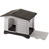 Ferplast Caseta de Exterior- Caseta para Perros DOGVILLA 70 en Resina Termoplástica Resistente- Pared Lateral Abatible